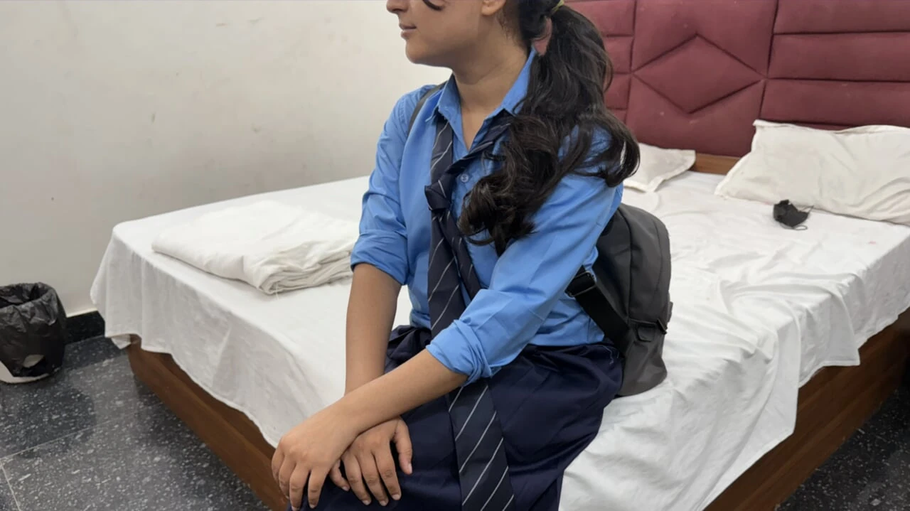 Desi teen with school girl in Oyo hardcore sex